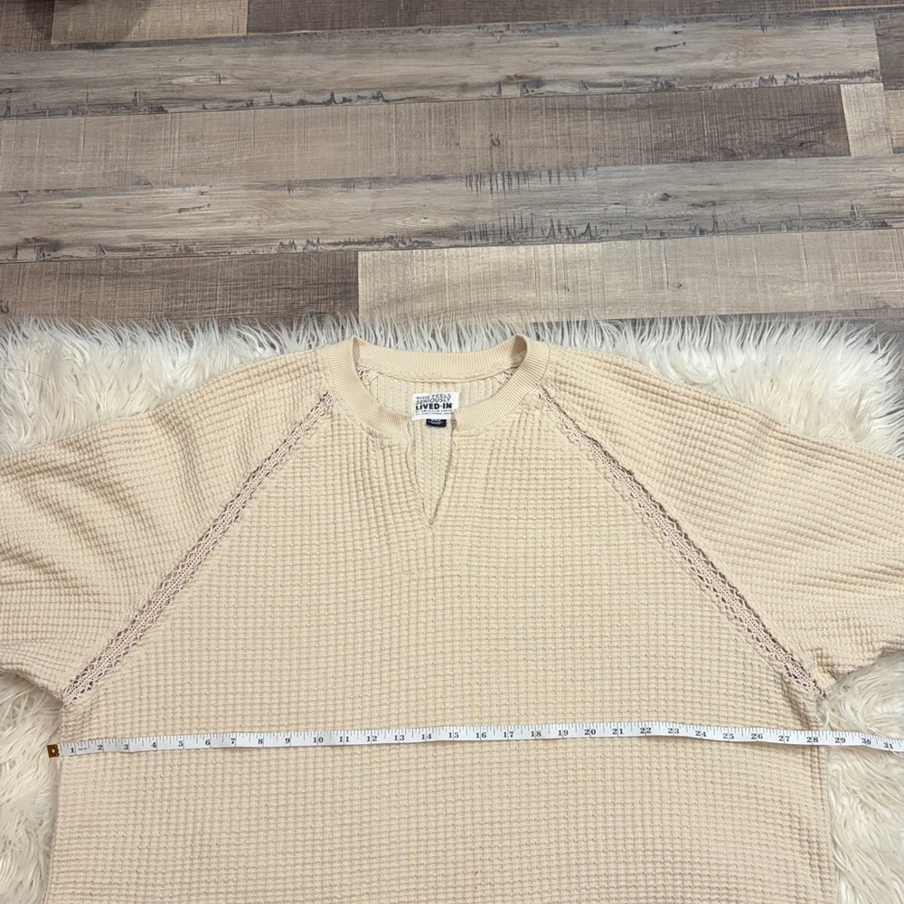 American Eagle Big Hug waffle knit notch neck oversized top sweatshirt M - Picture 8 of 12